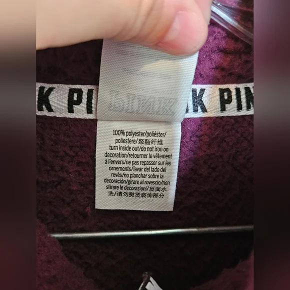 Victoria's Secret Pink Maroon Sherpa Pullover Size Small - Picture 4 of 5
